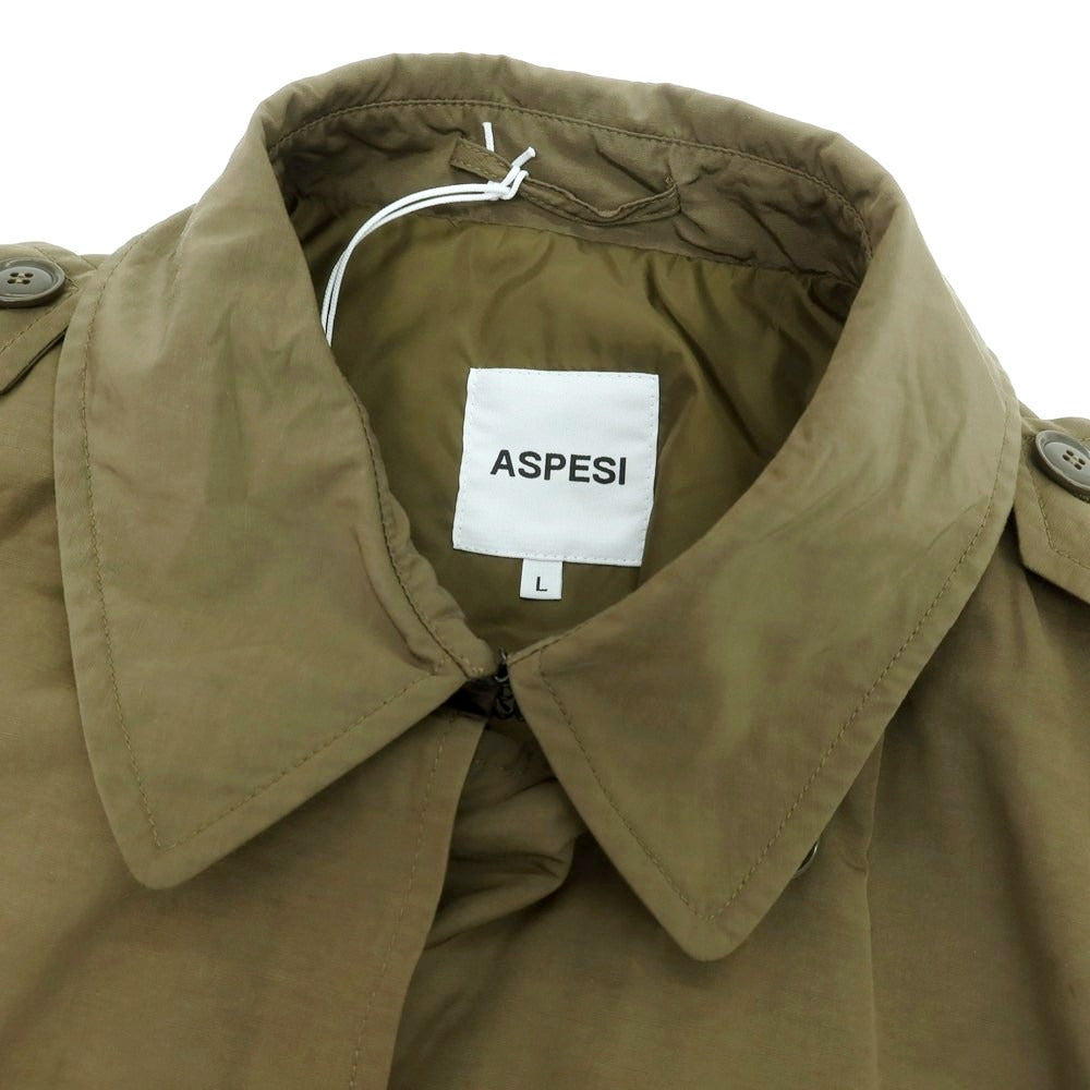 【新品】アスペジ ASPESI ナイロン 中綿 トレンチコート オリーブ【 L 】【 状態ランクN 】【 メンズ 】