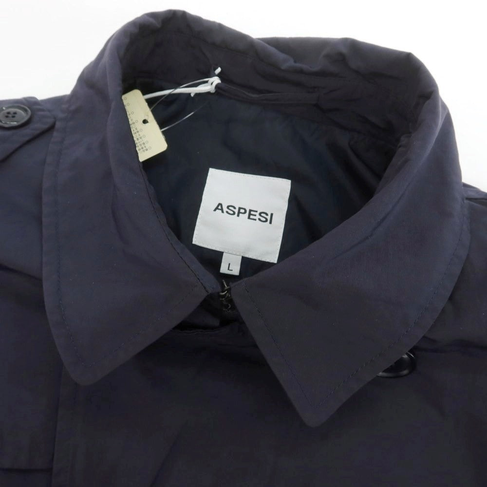 【新品】アスペジ ASPESI ナイロン 中綿 トレンチコート ネイビー【 L 】【 状態ランクN 】【 メンズ 】