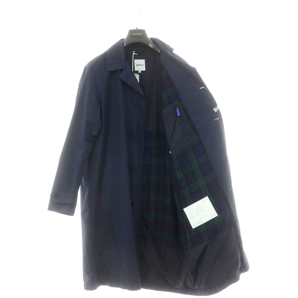 【新品】アスペジ ASPESI ポリエステルナイロン ステンカラーコート ネイビーブルー【 XL 】【 状態ランクN 】【 メンズ 】