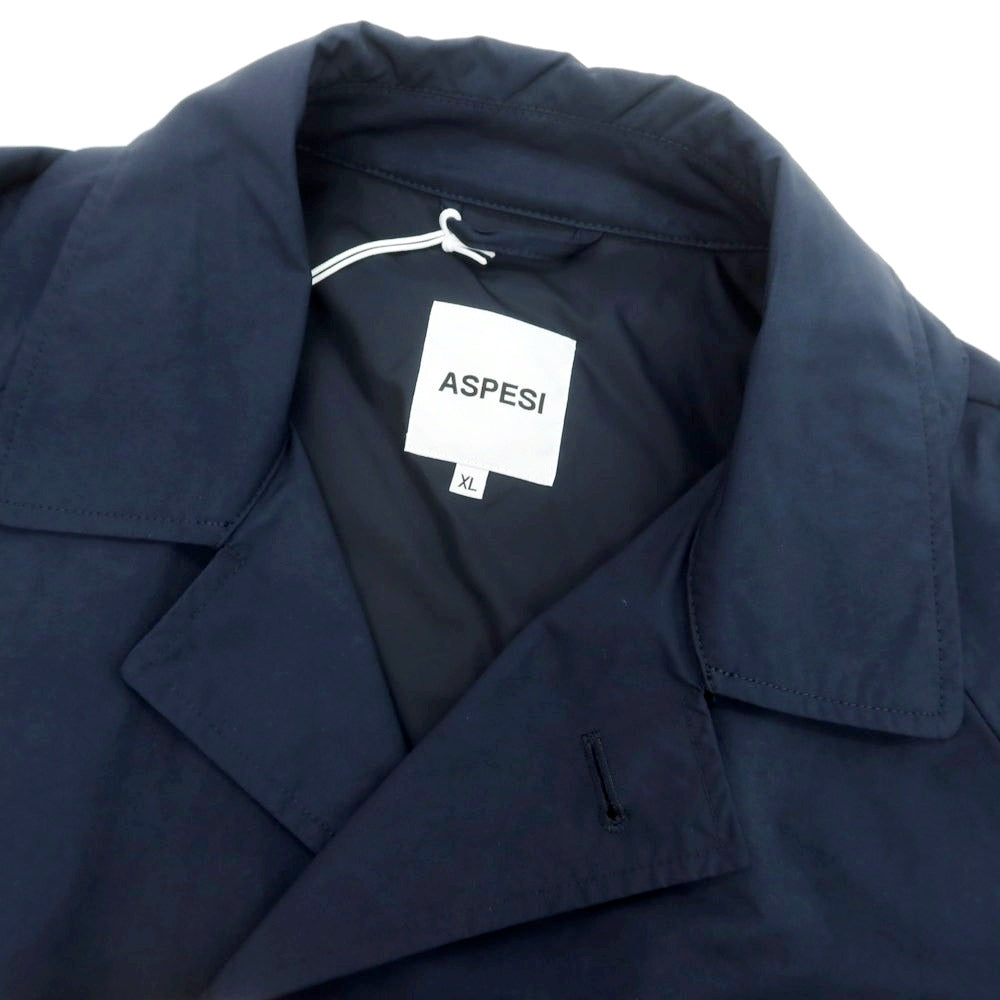 【新品】アスペジ ASPESI ポリエステルナイロン ステンカラーコート ネイビーブルー【 XL 】【 状態ランクN 】【 メンズ 】