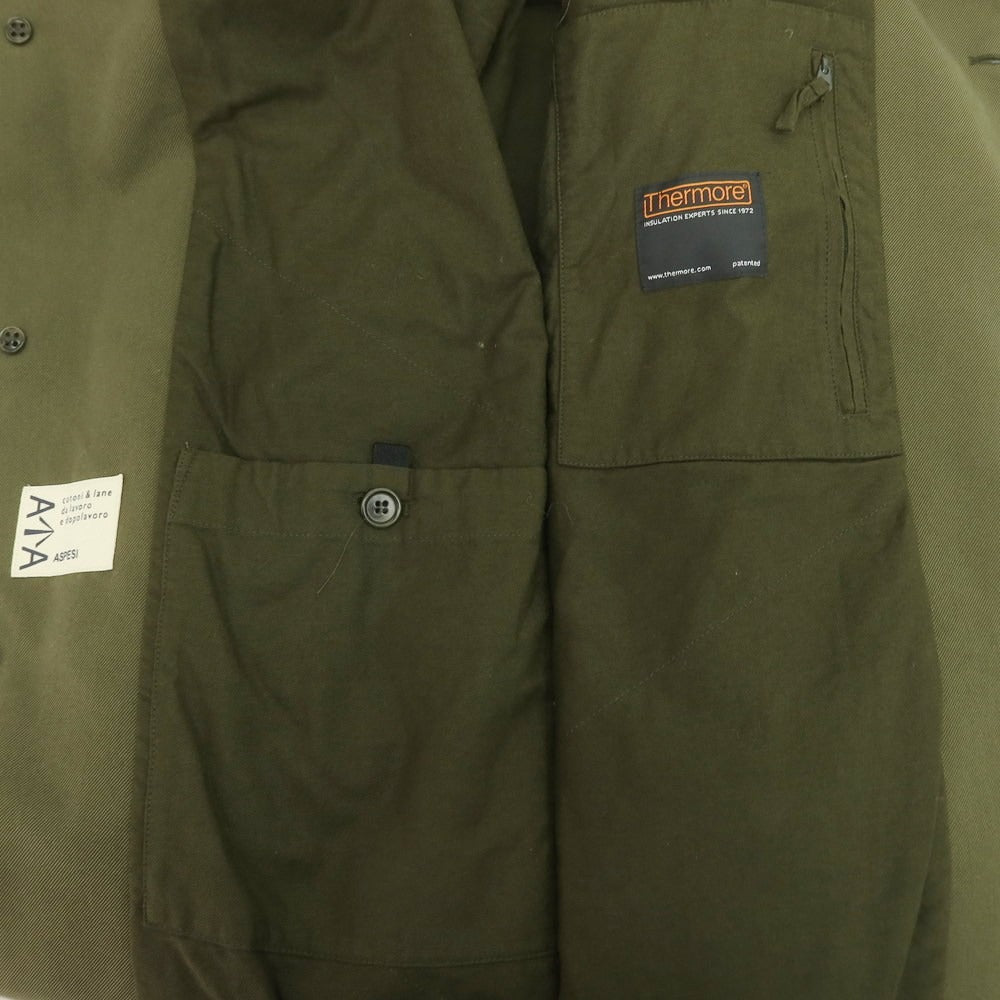 【新品】アスペジ ASPESI コットンポリエステル 中綿 ステンカラーコート オリーブ【 L 】【 状態ランクN 】【 メンズ 】