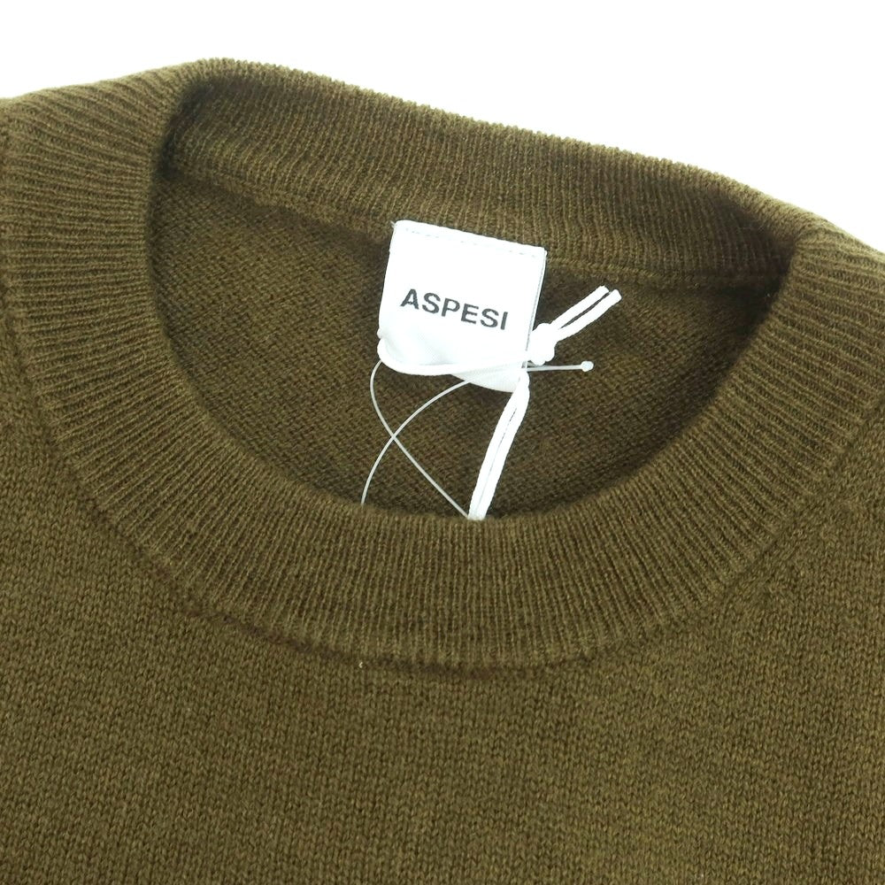 【新品】アスペジ ASPESI ウール クルーネック プルオーバーニット オリーブ【サイズ52】【 状態ランクN 】【 メンズ 】 [EPD]