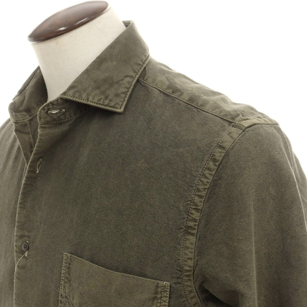 【新品】アスペジ ASPESI コットン ワイドカラー カジュアルシャツ ダークオリーブ【 41 】【 状態ランクN 】【 メンズ 】