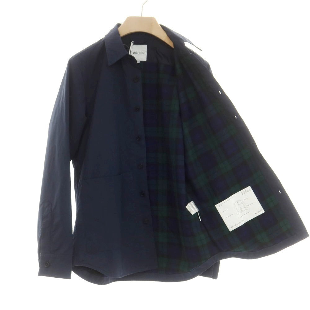 【新品】アスペジ ASPESI ポリエステルナイロン シャツブルゾン ネイビー【サイズL】【 状態ランクN 】【 メンズ 】 [EPD]