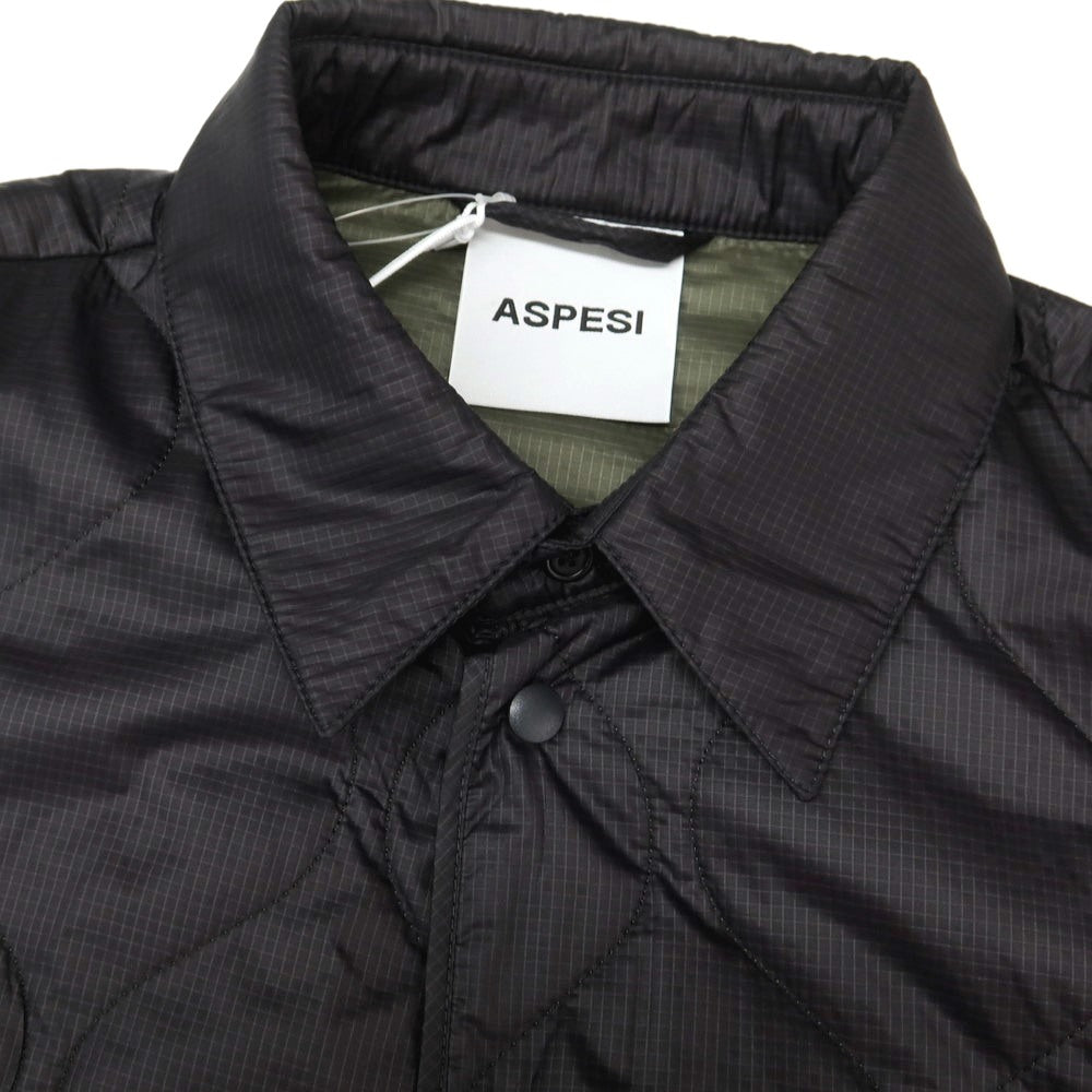 【新品】アスペジ ASPESI リップストップナイロン 中綿 キルティング シャツブルゾン ブラック【サイズXS】【 状態ランクN 】【 メンズ 】 [EPD]