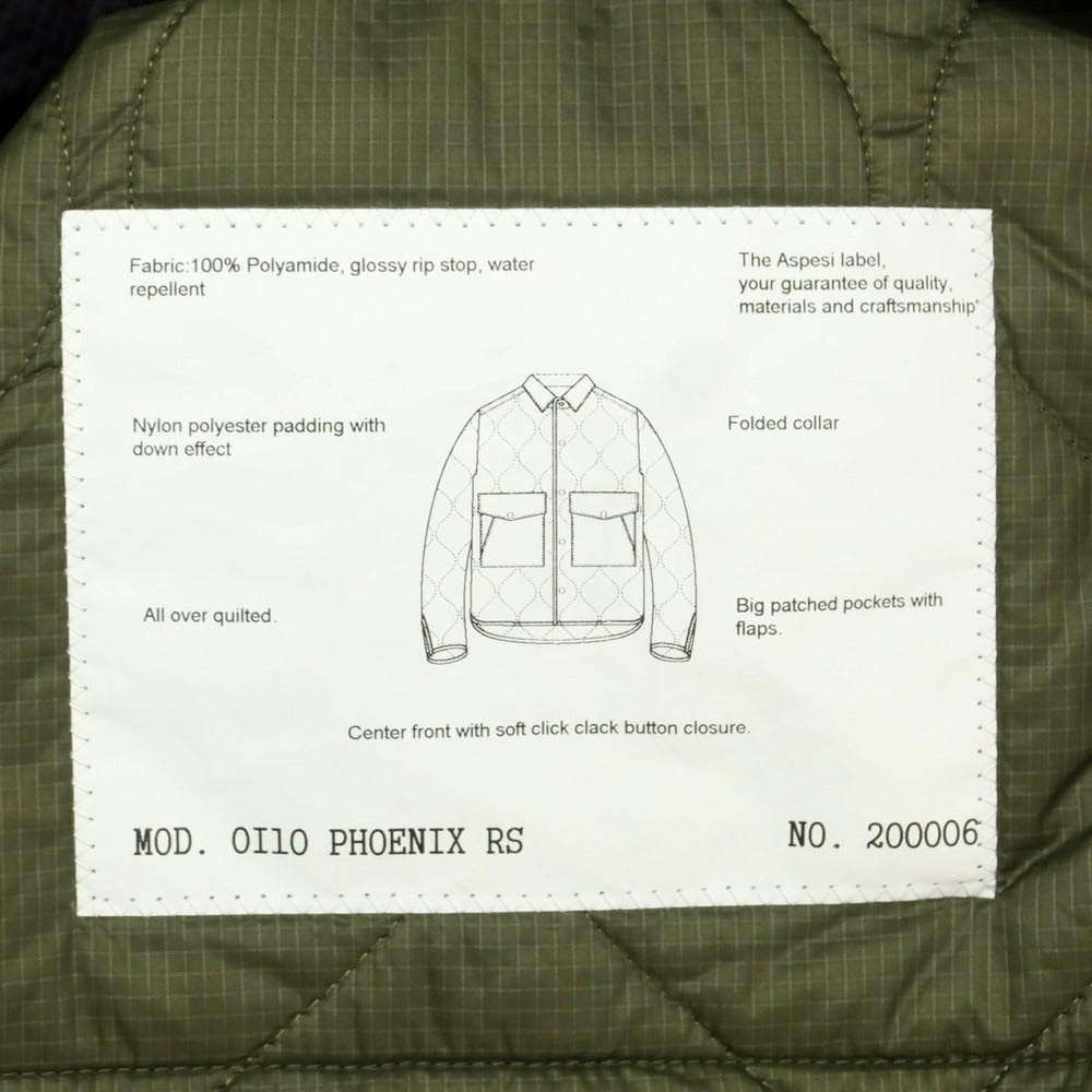 【新品】アスペジ ASPESI リップストップナイロン 中綿 キルティング シャツブルゾン ブラック【 XS 】【 状態ランクN 】【 メンズ 】