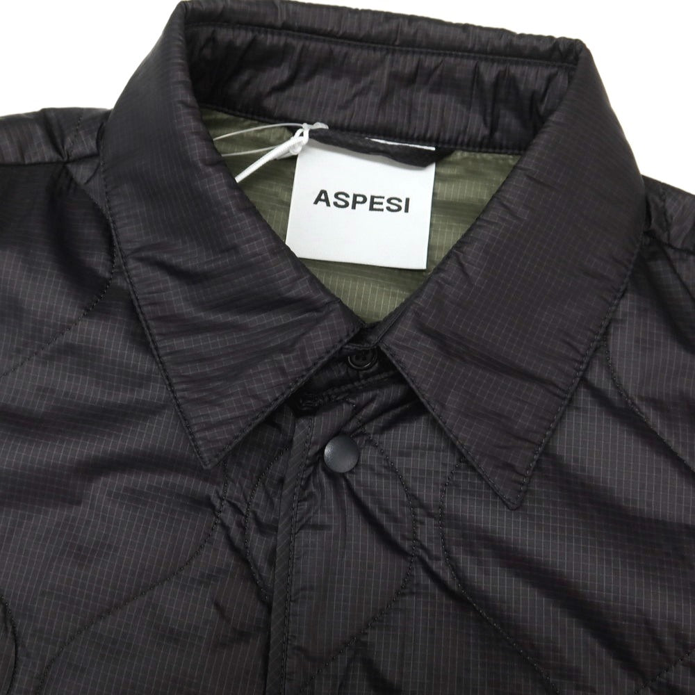【新品】アスペジ ASPESI リップストップナイロン 中綿 キルティング シャツブルゾン ブラック【サイズXS】【 状態ランクN 】【 メンズ 】 [EPD]