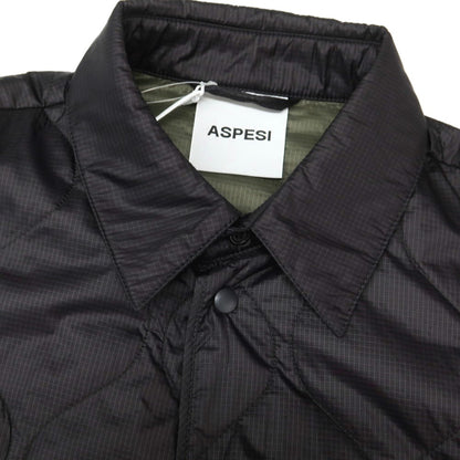 【新品】アスペジ ASPESI リップストップナイロン 中綿 キルティング シャツブルゾン ブラック【 XS 】【 状態ランクN 】【 メンズ 】