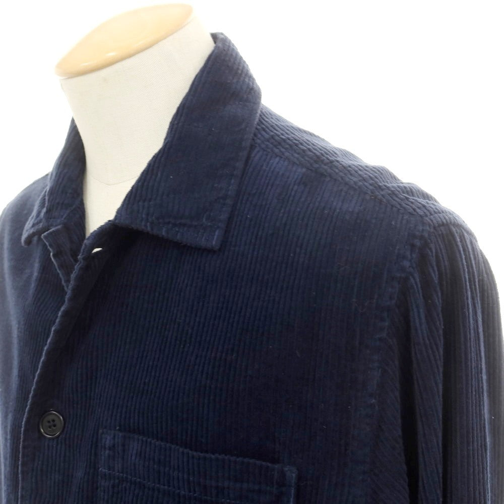 【新品】アスペジ ASPESI コットン 中太畝 コーデュロイ シャツブルゾン ネイビー【 S 】【 状態ランクN 】【 メンズ 】