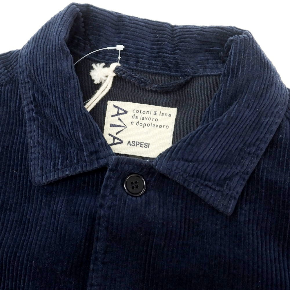 【新品】アスペジ ASPESI コットン 中太畝 コーデュロイ シャツブルゾン ネイビー【 S 】【 状態ランクN 】【 メンズ 】