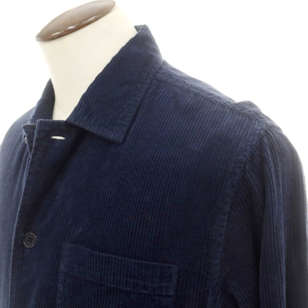 【新品】アスペジ ASPESI コットン 中太畝 コーデュロイ シャツブルゾン ネイビー【 L 】【 状態ランクN 】【 メンズ 】