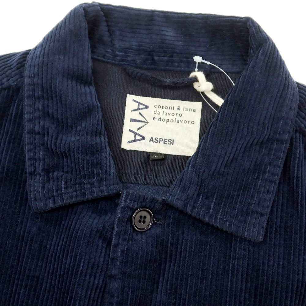 【新品】アスペジ ASPESI コットン 中太畝 コーデュロイ シャツブルゾン ネイビー【 L 】【 状態ランクN 】【 メンズ 】