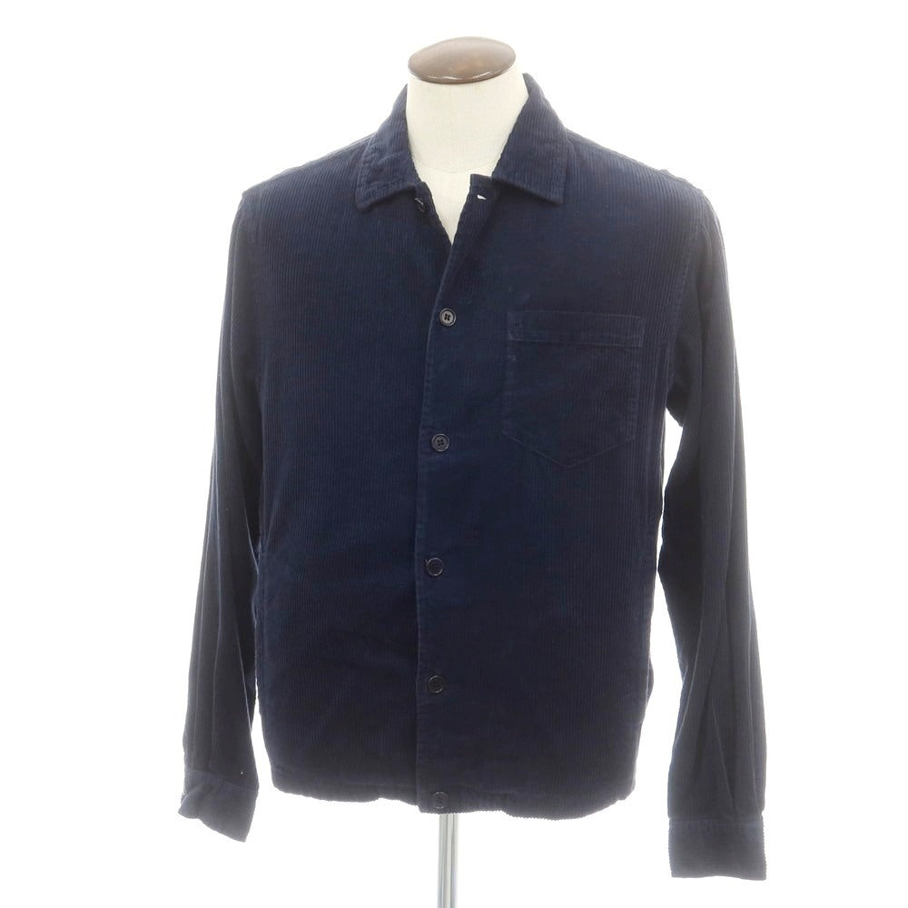 【新品】アスペジ ASPESI コットン 中太畝 コーデュロイ シャツブルゾン ネイビー【 L 】【 状態ランクN 】【 メンズ 】