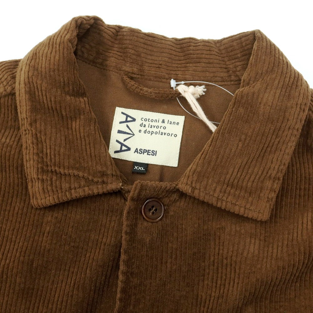 【新品】アスペジ ASPESI コットン 中太畝 コーデュロイ シャツブルゾン ブラウン【 XXL 】【 状態ランクN 】【 メンズ 】