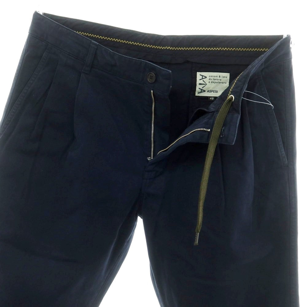 【新品】アスペジ ASPESI ストレッチ コットン イージースラックスパンツ ネイビー【サイズ48】【 状態ランクN 】【 メンズ 】 [EPD]