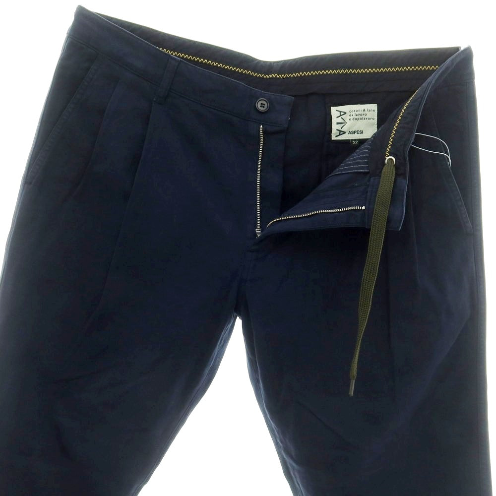 【新品】アスペジ ASPESI ストレッチ コットン イージースラックスパンツ ネイビー【サイズ52】【 状態ランクN 】【 メンズ 】 [EPD]