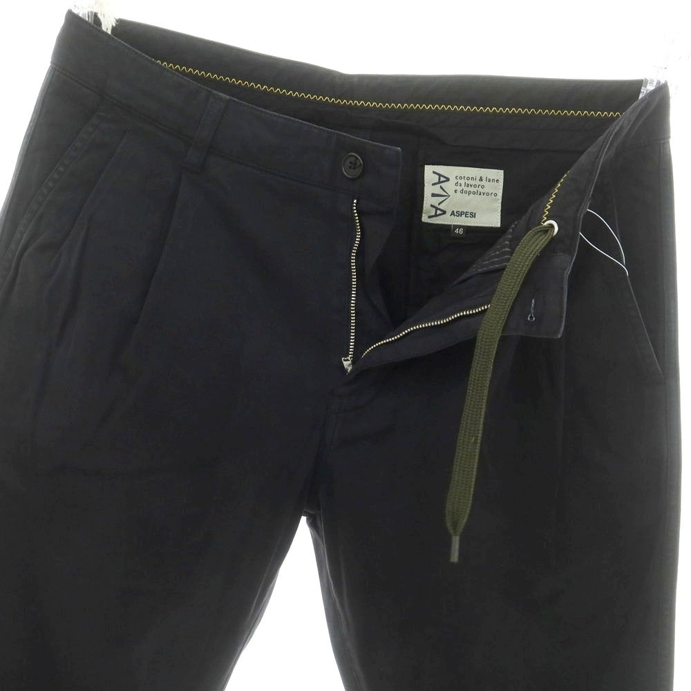 【新品】アスペジ ASPESI ストレッチ コットン イージースラックスパンツ ブラック【サイズ46】【 状態ランクN 】【 メンズ 】 [EPD]