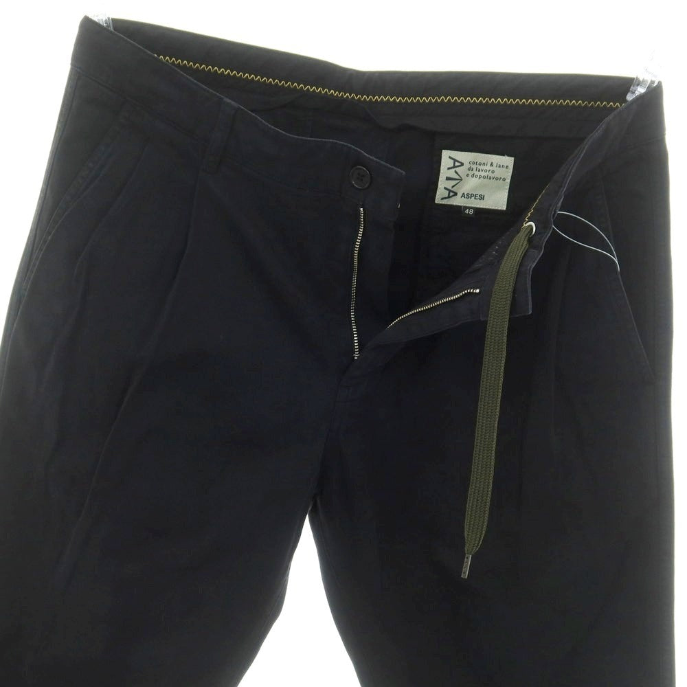 【新品】アスペジ ASPESI ストレッチ コットン イージースラックスパンツ ブラック【 48 】【 状態ランクN 】【 メンズ 】