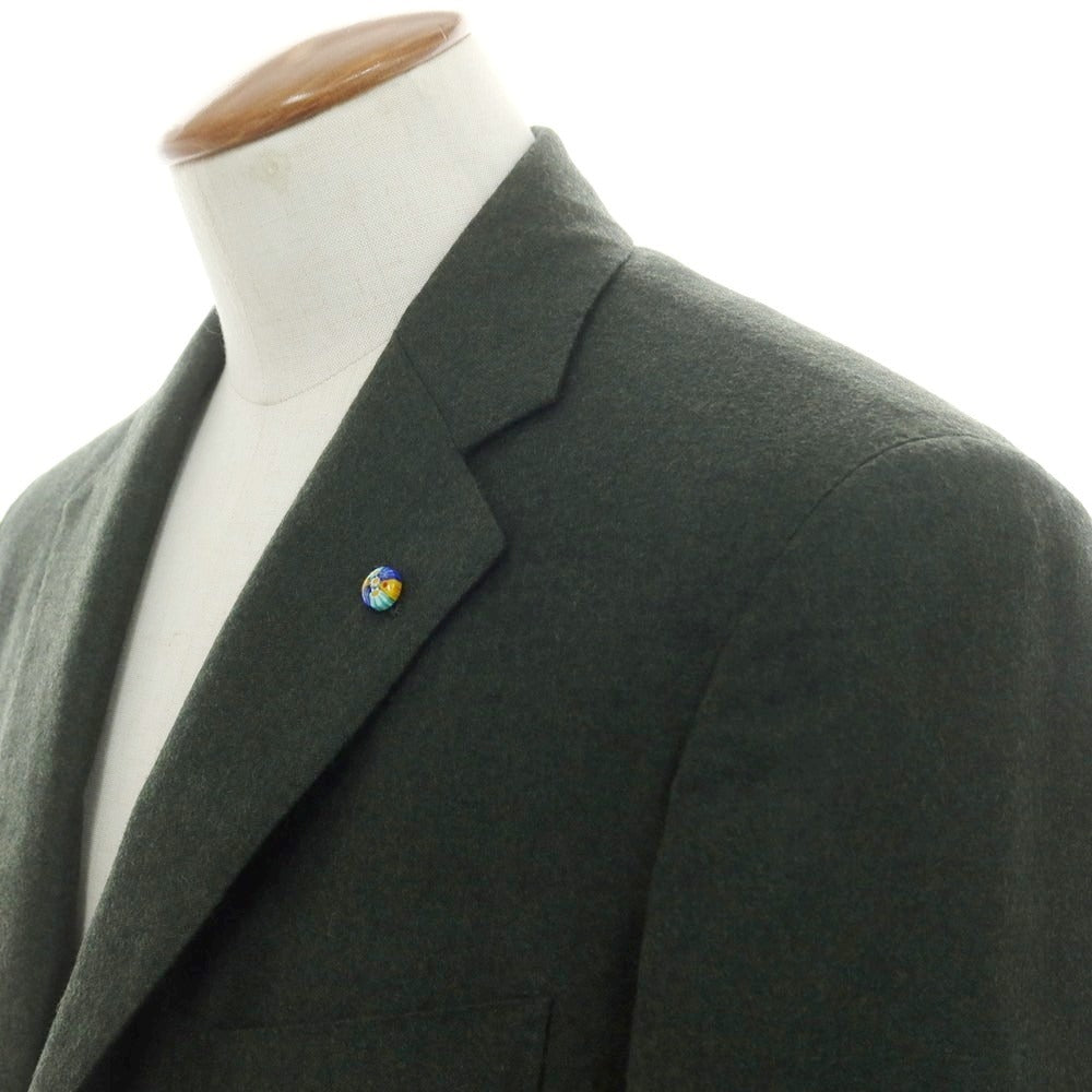 【新品】ベルベスト Belvest ウールモヘヤ 3つボタンスーツ ダークグリーン【 48 Drop7 】【 状態ランクN 】【 メンズ 】