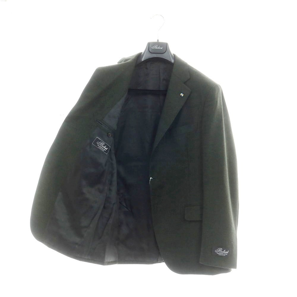 【新品】ベルベスト Belvest ウールモヘヤ 3つボタンスーツ ダークグリーン【 48 Drop7 】【 状態ランクN 】【 メンズ 】