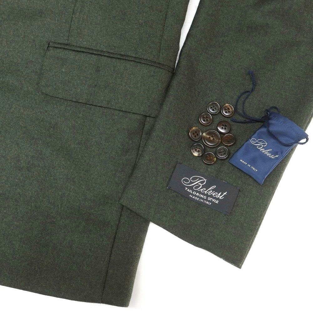【新品】ベルベスト Belvest ウールモヘヤ 3つボタンスーツ ダークグリーン【 48 Drop7 】【 状態ランクN 】【 メンズ 】