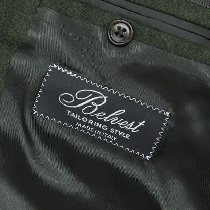 【新品】ベルベスト Belvest ウールモヘヤ 3つボタンスーツ ダークグリーン【 48 Drop7 】【 状態ランクN 】【 メンズ 】