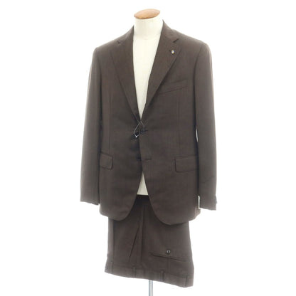 【新品】ベルベスト Belvest ツイルウール 3つボタンスーツ ブラウン系【 48 Drop7 】【 状態ランクN 】【 メンズ 】