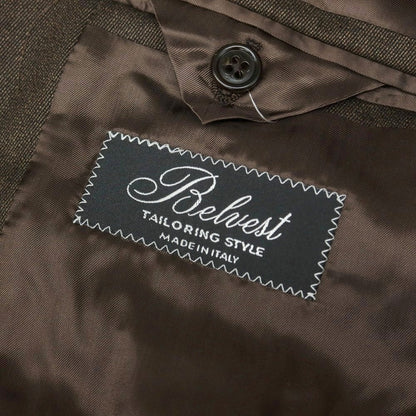 【新品】ベルベスト Belvest ツイルウール 3つボタンスーツ ブラウン系【 48 Drop7 】【 状態ランクN 】【 メンズ 】