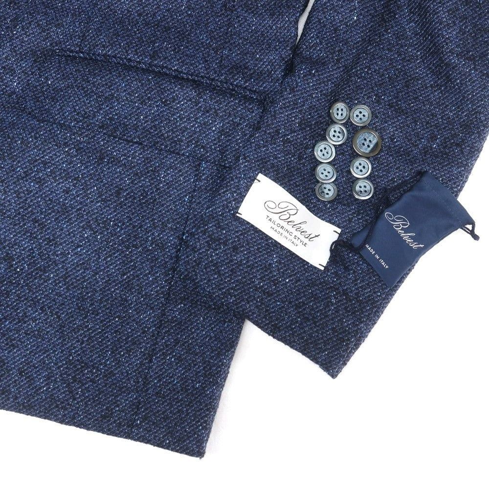 【新品】ベルベスト Belvest ウールシルク テーラードジャケット ネイビー【 48 Drop6 】【 状態ランクN 】【 メンズ 】