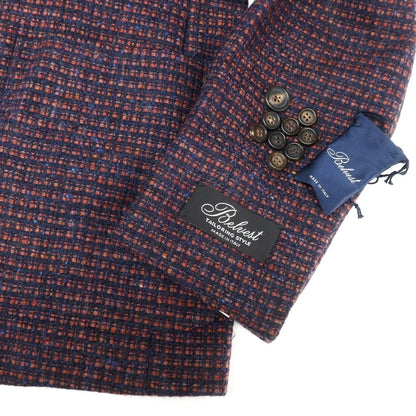 【新品】ベルベスト Belvest ウール チェック ダブル テーラードジャケット ネイビーxライトレッド【 48 Drop6 】【 状態ランクN 】【 メンズ 】