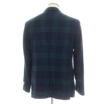 【新品】ベルベスト Belvest チェック ストレッチウール テーラードジャケット ネイビーxグリーン【 48 Drop7 】【 状態ランクN 】【 メンズ 】