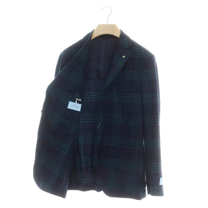【新品】ベルベスト Belvest チェック ストレッチウール テーラードジャケット ネイビーxグリーン【 48 Drop7 】【 状態ランクN 】【 メンズ 】