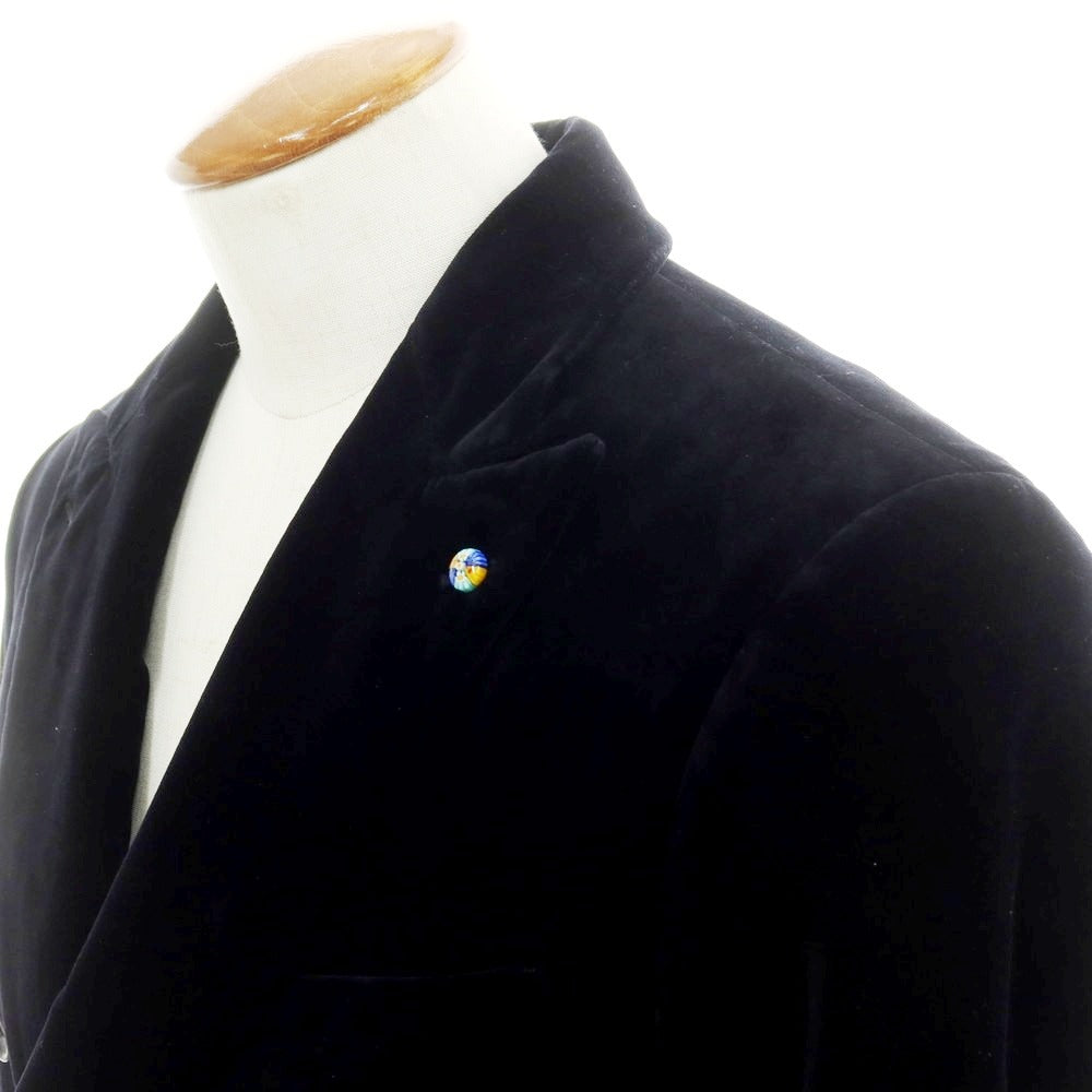 【新品アウトレット】ベルベスト Belvest ベロア ダブル ジャケット ブラック【 48 Drop7 】【 状態ランクN- 】【 メンズ 】 [DPD]