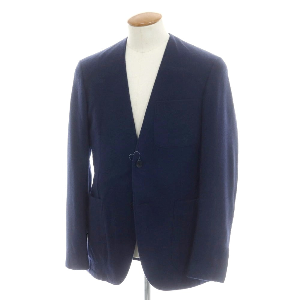 【新品】ベルベスト Belvest SUPER180’sウール ノーカラージャケット ネイビー【 48 Drop7 】【 状態ランクN 】【 メンズ 】