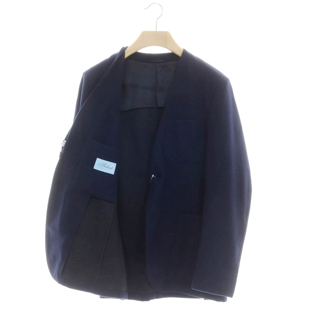 【新品】ベルベスト Belvest SUPER180’sウール ノーカラージャケット ネイビー【 48 Drop7 】【 状態ランクN 】【 メンズ 】