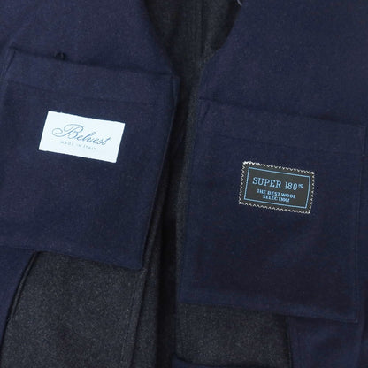 【新品】ベルベスト Belvest SUPER180’sウール ノーカラージャケット ネイビー【 48 Drop7 】【 状態ランクN 】【 メンズ 】