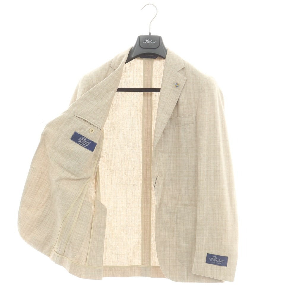 【中古】【未使用】ベルベスト Belvest BEAMS F別注 シルク テーラードジャケット ベージュ【 44 Drop8 】【 状態ランクS 】【 メンズ 】