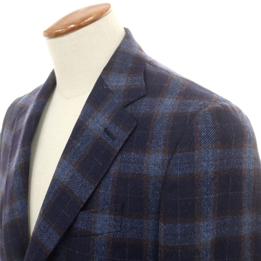 【新品】サルトリア ラトーレ SARTORIA LATORRE ウール チェック柄 テーラードジャケット ネイビーxブルー系【 48 】【 状態ランクN 】【 メンズ 】