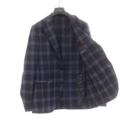 【新品】サルトリア ラトーレ SARTORIA LATORRE ウール チェック柄 テーラードジャケット ネイビーxブルー系【 48 】【 状態ランクN 】【 メンズ 】