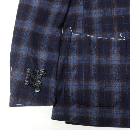 【新品】サルトリア ラトーレ SARTORIA LATORRE ウール チェック柄 テーラードジャケット ネイビーxブルー系【 48 】【 状態ランクN 】【 メンズ 】