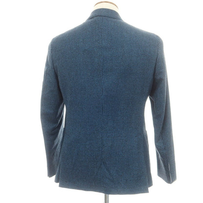 【新品】サルトリア ラトーレ SARTORIA LATORRE ウール ハウンドトゥース柄 テーラードジャケット グリーンブルーxブラック【 46 】【 状態ランクN 】【 メンズ 】