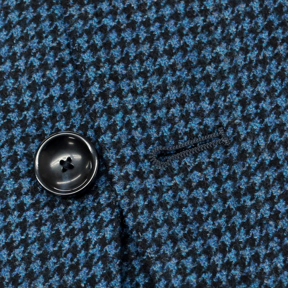 【新品】サルトリア ラトーレ SARTORIA LATORRE ウール ハウンドトゥース柄 テーラードジャケット グリーンブルーxブラック【 46 】【 状態ランクN 】【 メンズ 】