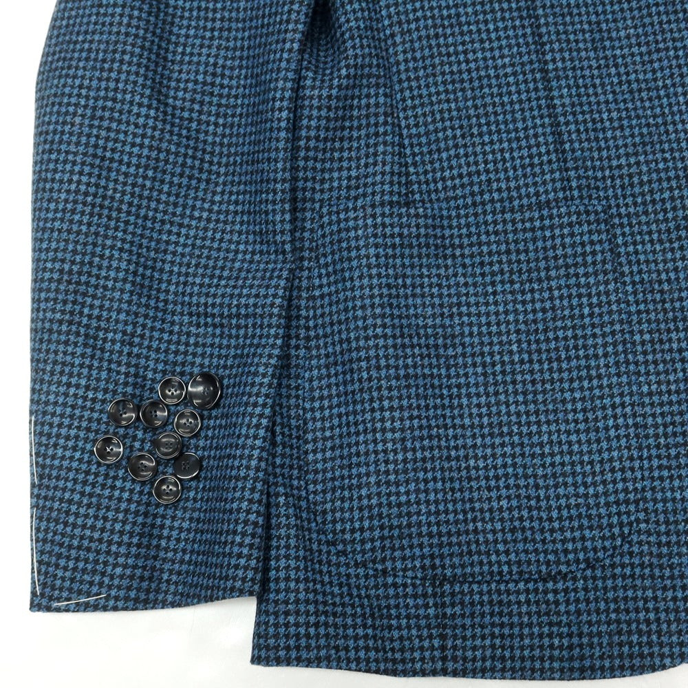 【新品】サルトリア ラトーレ SARTORIA LATORRE ウール ハウンドトゥース柄 テーラードジャケット グリーンブルーxブラック【 46 】【 状態ランクN 】【 メンズ 】