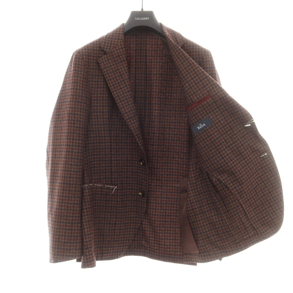 【新品】サルトリア ラトーレ SARTORIA LATORRE ウール チェック柄 テーラードジャケット ブラウンxネイビー系【 50 】【 状態ランクN 】【 メンズ 】