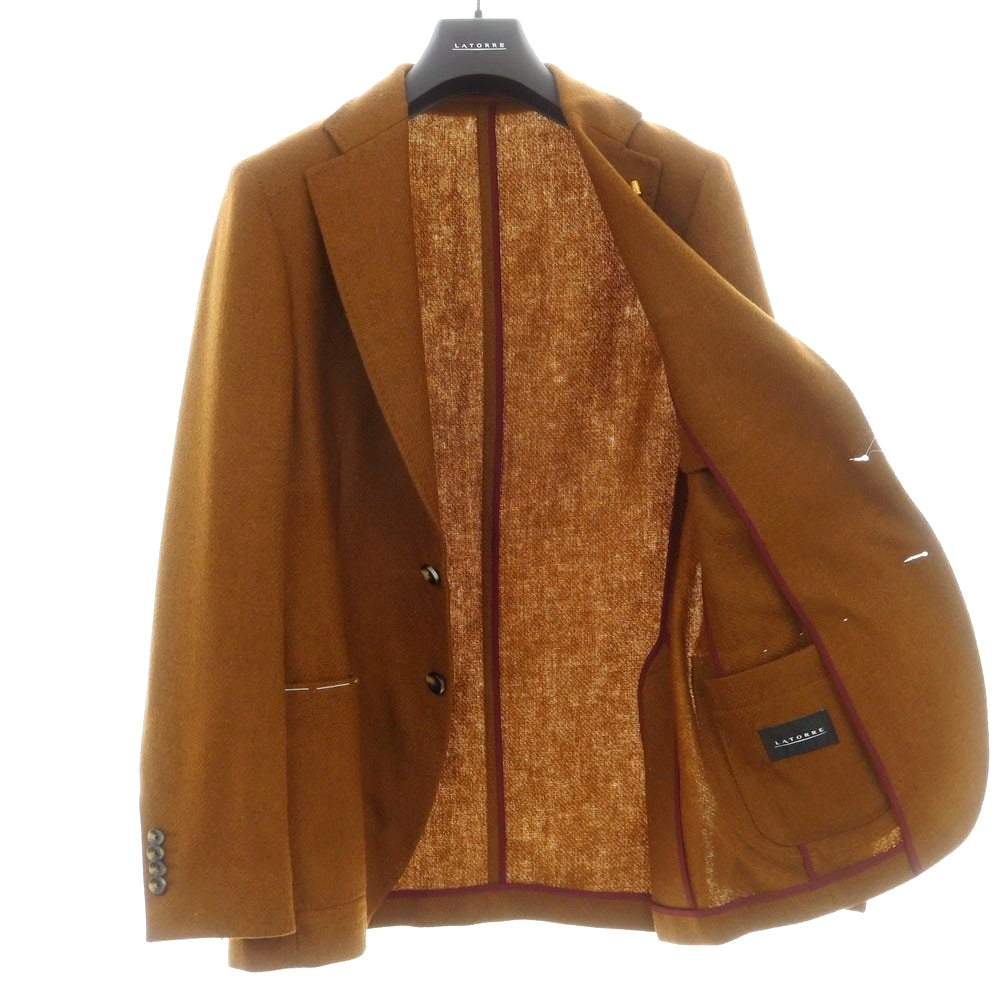 【新品】サルトリア ラトーレ SARTORIA LATORRE ライトツイードウール テーラードジャケット オーカーブラウン【 48 】【 状態ランクN 】【 メンズ 】