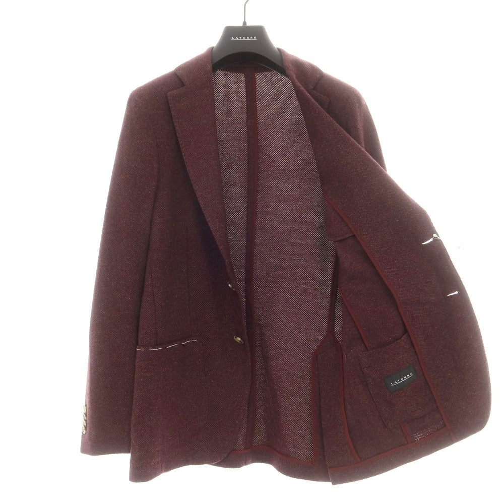 【新品】サルトリア ラトーレ SARTORIA LATORRE コットン ウール ジャージー カジュアルジャケット ボルドー【サイズ46】【 状態ランクN 】【 メンズ 】 [EPD]