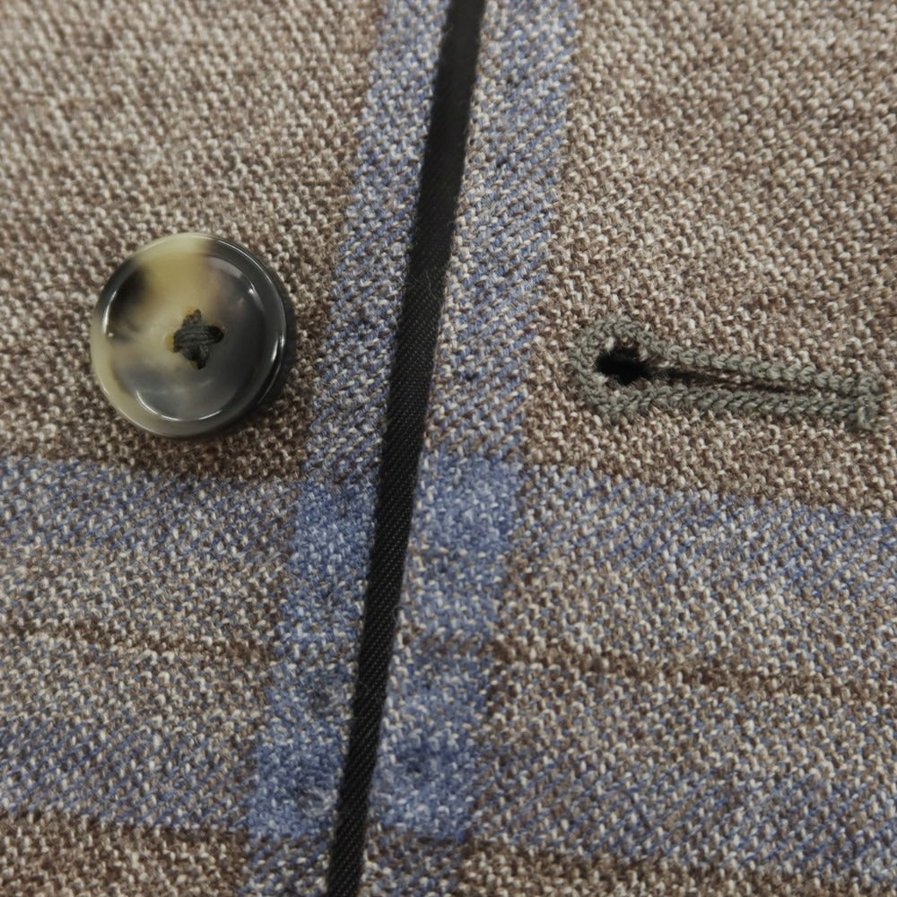 【新品】サルトリア ラトーレ SARTORIA LATORRE ウール チェック ドレス系ジレ グレージュ系xブルー【 50 】【 状態ランクN 】【 メンズ 】