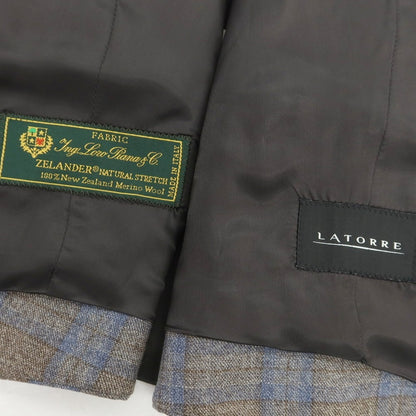 【新品】サルトリア ラトーレ SARTORIA LATORRE ウール チェック ドレス系ジレ グレージュ系xブルー【 50 】【 状態ランクN 】【 メンズ 】