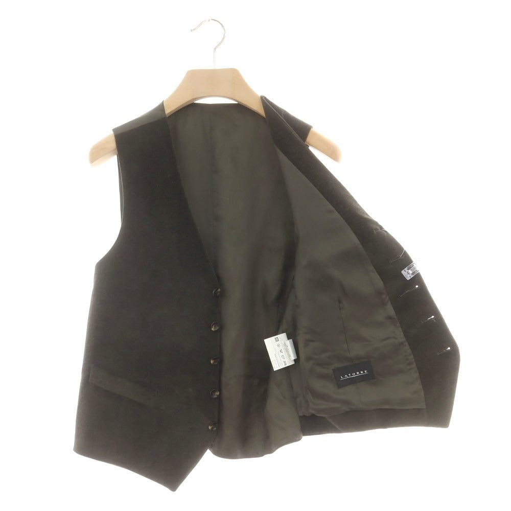 【新品】サルトリア ラトーレ SARTORIA LATORRE ベロア ストレッチコットン カジュアル系ジレ ダークオリーブ【 46 】【 状態ランクN 】【 メンズ 】