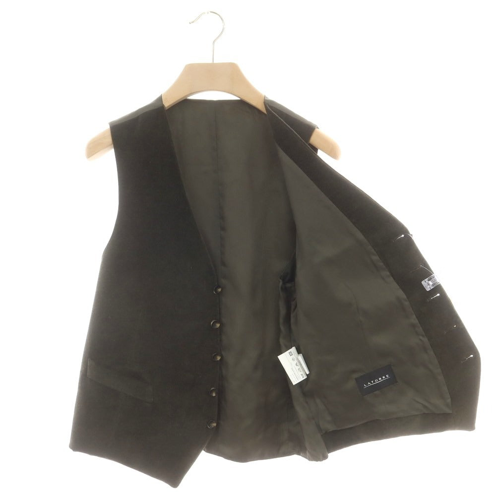 【新品】サルトリア ラトーレ SARTORIA LATORRE ベロア ストレッチコットン カジュアル系ジレ オリーブ【 48 】【 状態ランクN 】【 メンズ 】